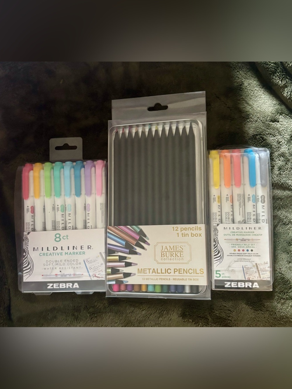 NEW Zebra Mildliner Creative Markers (2 sets) & James Burke Metallic Pencils Set